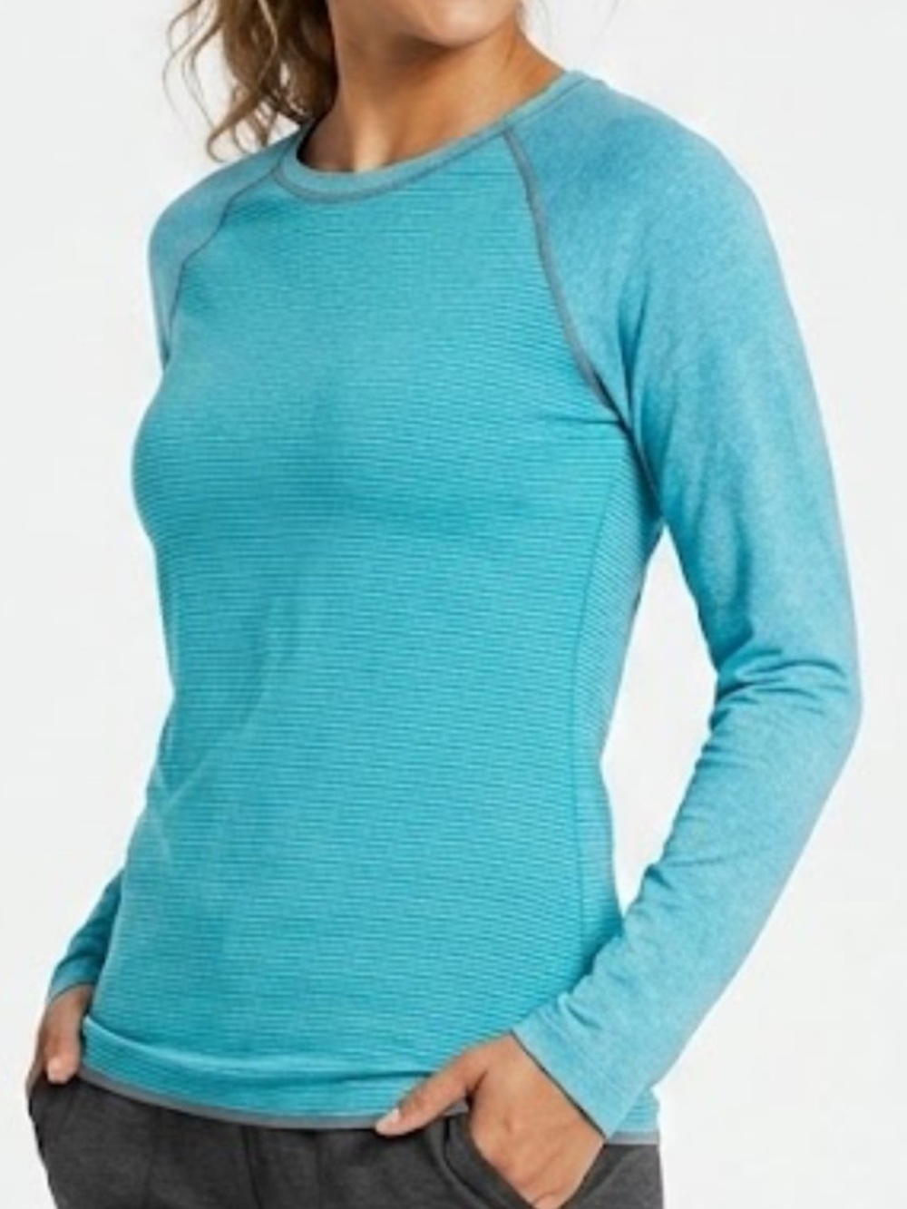 Danskin Now Turquoise Long-Sleeve Raglan Top